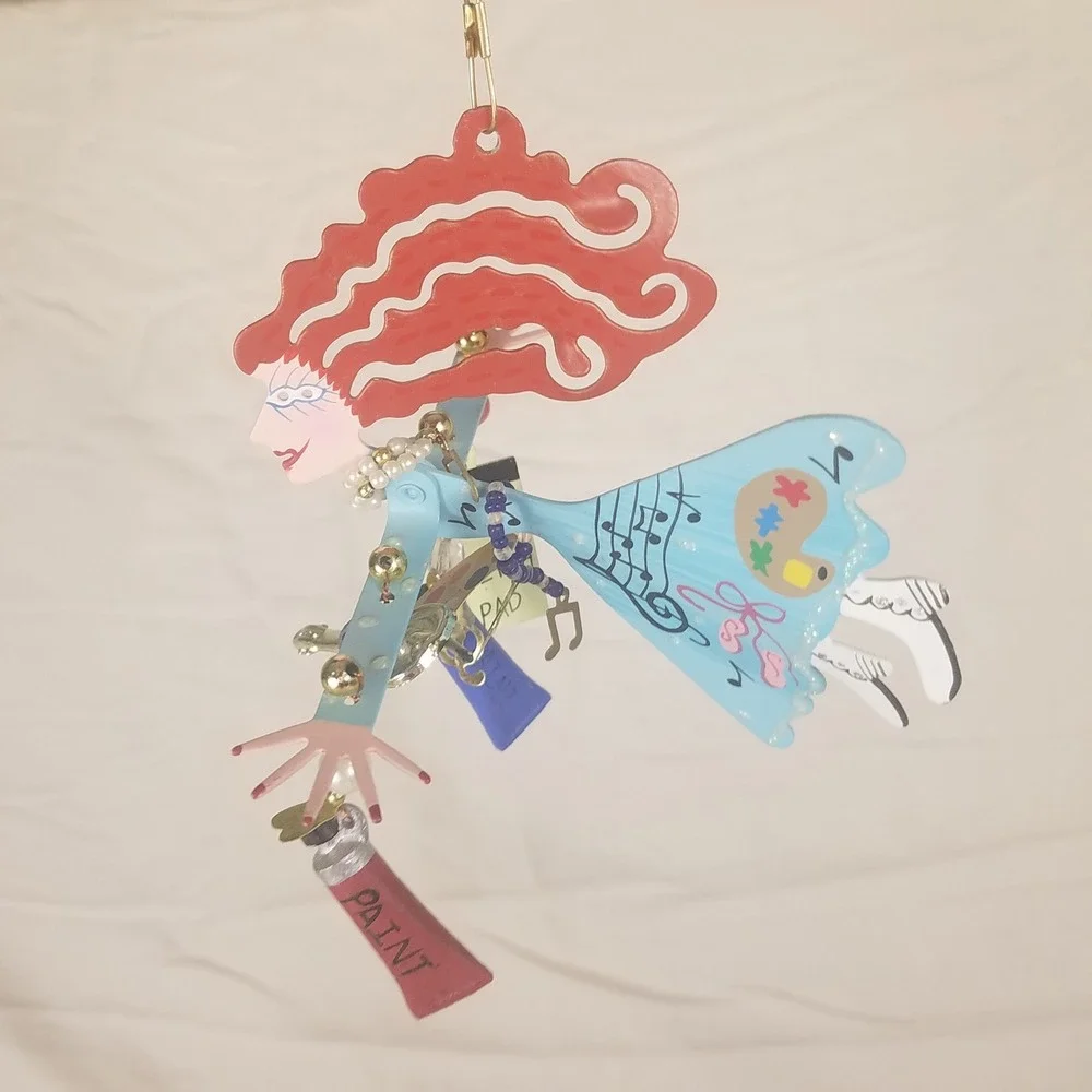 Karen Rossi Silvestri vntg Fanciful Flights Ornament new Whimsical Art Muse 3D